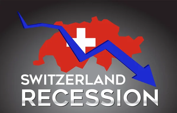 Mapa Švýcarska Recese Hospodářská Krize Creative Concept Economic Crash Arrow — Stockový vektor