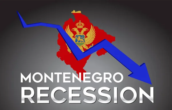 Montenegrói Recesszió Térképe Gazdasági Válság Kreatív Koncepció Gazdasági Összeomlás Nyilvektorral — Stock Vector