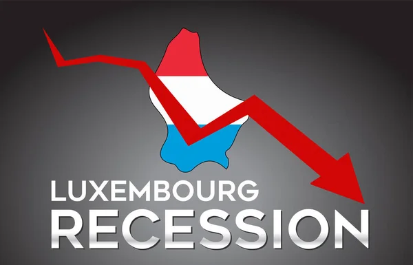 Map Luxembourg Recession Economic Crisis Creative Concept Economic Crash Arrow — Stock Vector