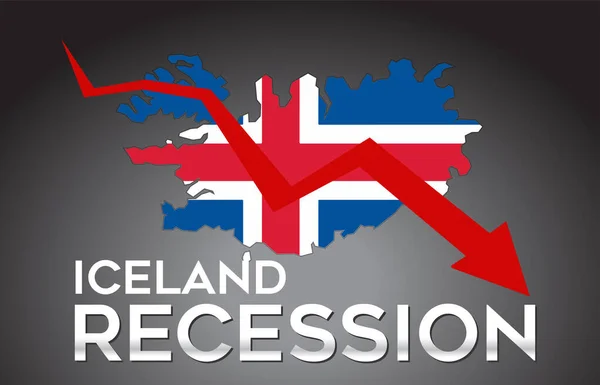 Map of Iceland Recession Economic Crisis Creative Concept with Economic Crash Arrow Vector Illustration Design.