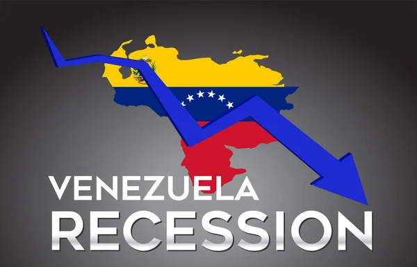 Carte Venezuela Récession Crise Économique Concept Créatif Avec Crash Arrow — Image vectorielle