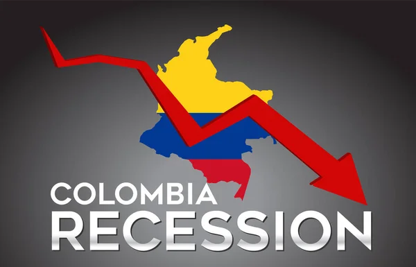 Mapa Colombia Recesión Crisis Económica Concepto Creativo Con Choque Económico — Vector de stock