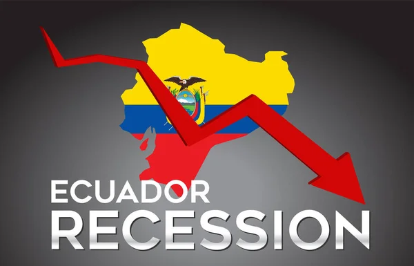 Kaart Van Ecuador Recessie Economische Crisis Creatief Concept Met Economische — Stockvector