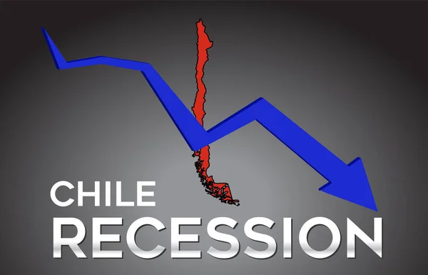 Map Chile Recession Economic Crisis Creative Concept Economic Crash Arrow — Stock Vector