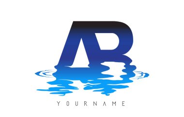 Abletter Logo Tasarımı Su Efekti ve Derin Mavi Gradyan Vektör İllüstrasyonu.