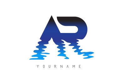 Ar A R Harf Logosu Tasarımı Su Efekti ve Derin Mavi Gradyan Vektör İllüstrasyonu.