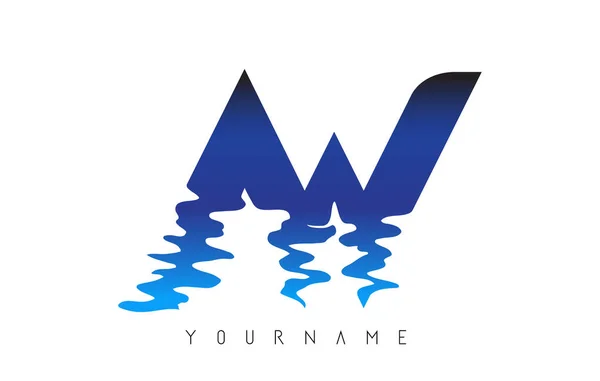 Letter Logo Design Water Effect Deep Blue Gradient Vector Illustration — Stock Vector