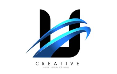 Mavi gradyan çizim vektör illüstrasyonlu U etter logosu.