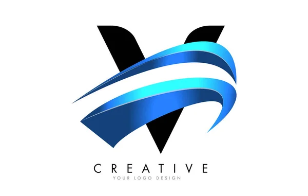 Logotipo Etter Con Gradiente Azul Diseño Swash Vector Ilustración — Vector de stock