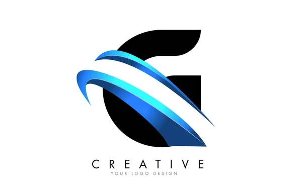 Letter Logo Blue Gradient Swash Design Vector Illustration — Stock Vector