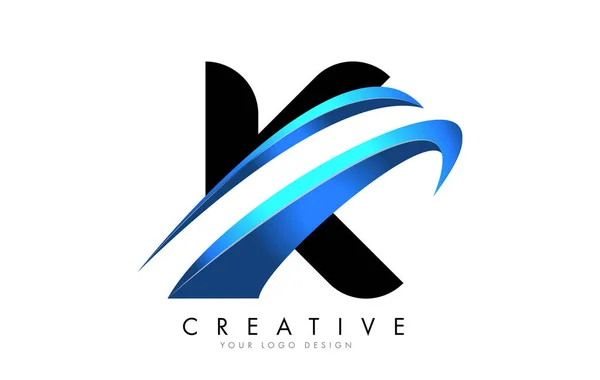 Lettre Logo Avec Motif Swash Dégradé Bleu Illustration Vectorielle — Image vectorielle