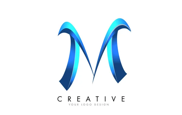 Logotipo Creativo Letra Con Manchas Brillantes Azules Icono Swoosh Azul — Vector de stock