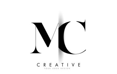 MC M C Letter Logo Design with Creative Shadow Cut Vector Illustration Design. clipart