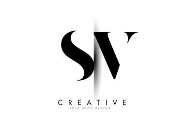 SV S V Letter Logo Tasarımı ve Yaratıcı Gölge Kesme Vektörü Çizimi Tasarımı.