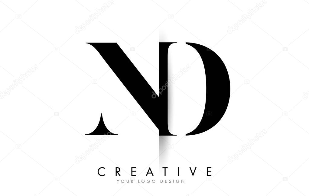 ND N D Letter Logo Design with Creative Shadow Cut Vector Illustration Design.