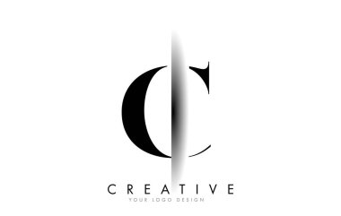 C Harfi Logo Tasarımı ve Yaratıcı Gölge Kesme Vektörü Çizimi Tasarımı.