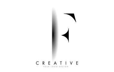 F Harfi Logo Tasarımı Yaratıcı Gölge Kesme Vektörü Çizimi Tasarımı.