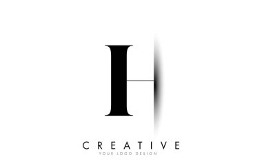 H Harfi Logo Tasarımı ve Yaratıcı Gölge Kesme Vektörü Çizimi Tasarımı.