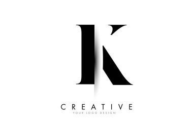 K Harfi Logo Tasarımı Yaratıcı Gölge Kesme Vektörü Çizimi Tasarımı.