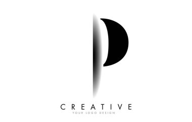 P Harfi Logo Tasarımı ve Yaratıcı Gölge Kesme Vektörü Çizimi Tasarımı.