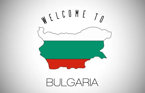 Bulgaristan Ülke Sınır Haritası Çinde Metin Ülke Bayrağına Hoş Geldiniz — Stok Vektör