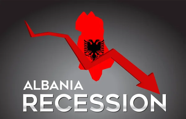 Mapa Albania Recesión Crisis Económica Concepto Creativo Con Choque Económico — Archivo Imágenes Vectoriales