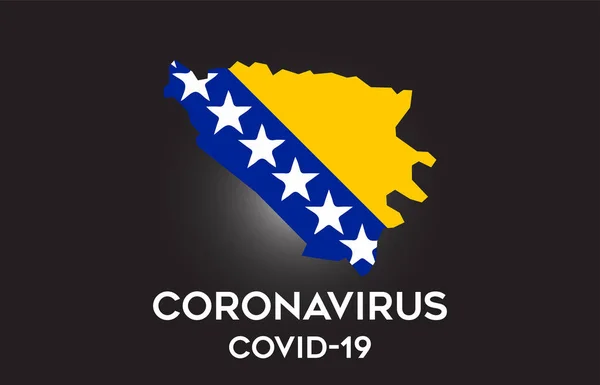 Wirus Bośni Hercegowinie Oraz Flaga Kraju Wewnątrz Projektowanie Wektorów Mapy — Wektor stockowy