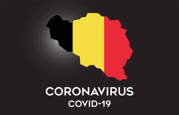 Coronavirus Belgique Drapeau Pays Intérieur Frontière Nationale Carte Vectorielle Design — Image vectorielle