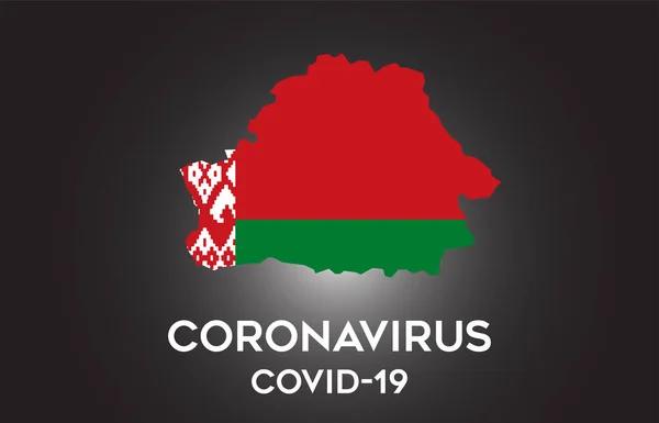 Coronavirus Wit Rusland Land Vlag Land Grens Kaart Vector Ontwerp — Stockvector