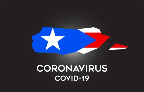 Coronavirus Пуерто Рико Прапор Країни Рамках Дизайну Мапи Vector Covid — стоковий вектор