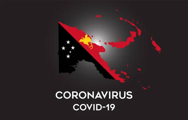 Coronavirus Papua Nová Guinea Country Flag Country Border Map Vector — Stockový vektor