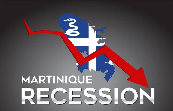 Map Martinique Recession Economic Crisis Creative Concept Economic Crash Arrow — Stock Vector