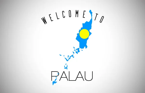 Palau Bienvenido Text Country Flag Country Border Map Palau Mapa — Vector de stock