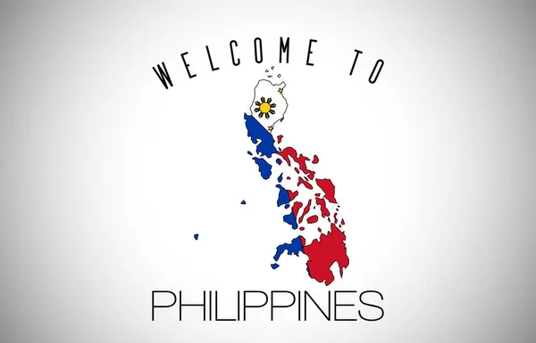 Filipinas Bienvenido Text Country Flag Country Border Map Mapa Filipinas — Vector de stock