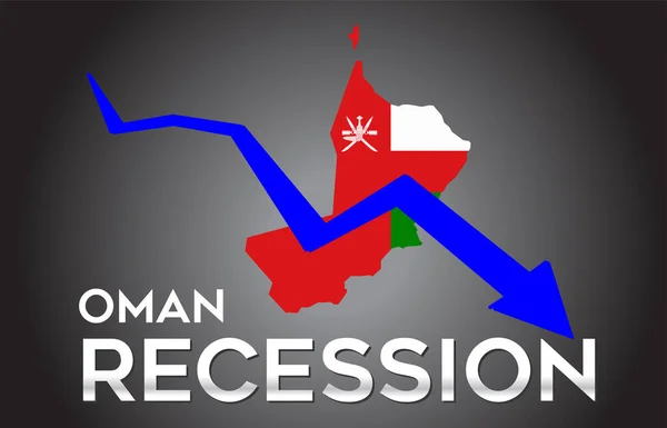 Mapa Omán Recesión Crisis Económica Concepto Creativo Con Choque Económico — Vector de stock