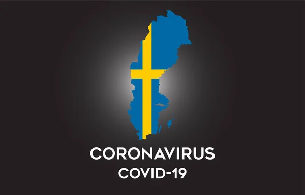 Sveç Koronavirüs Ülke Bayrağı Ülke Sınır Haritası Vektör Tasarımı Içinde — Stok Vektör