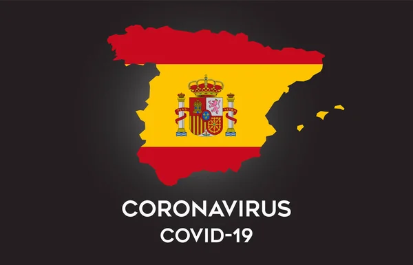 Coronavirus Espanha Bandeira País Dentro Fronteira País Mapa Vector Design —  Vetores de Stock