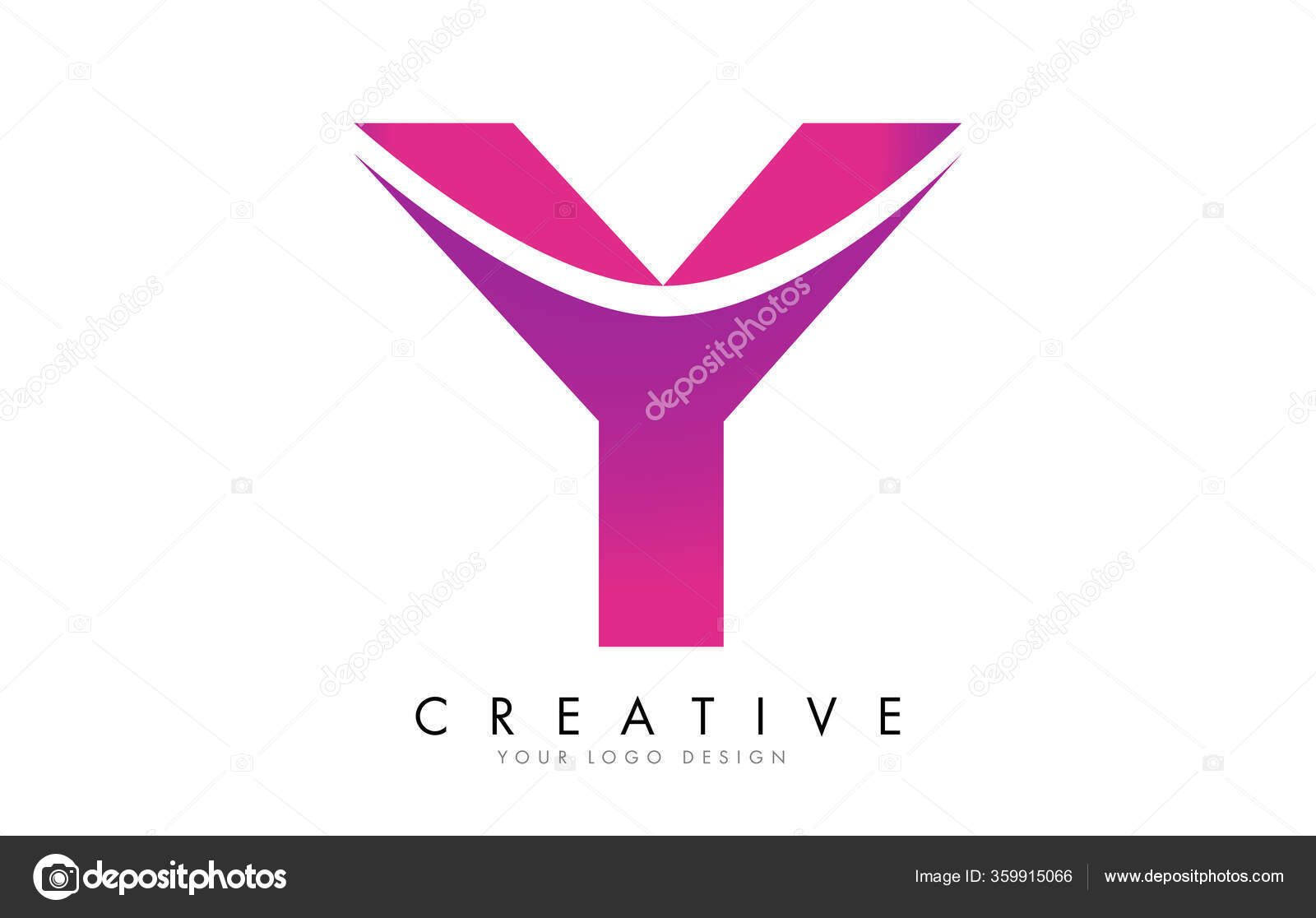 リボン効果と明るいピンクグラデーションとy文字のロゴデザイン カラフルな丸みのある手紙 ストックベクター C Ankreative