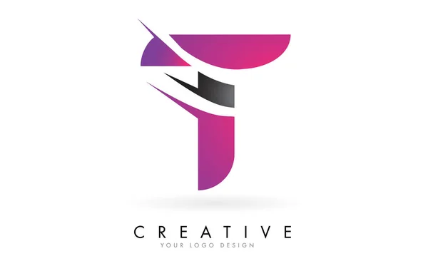 Logo Lettre Avec Design Colorblock Rose Gris Coupe Créative Conception — Image vectorielle