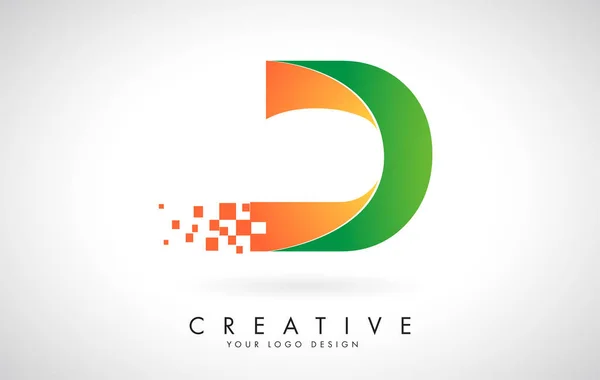 Lettre Logo Design Couleurs Vives Avec Des Petits Blocs Brisés — Image vectorielle