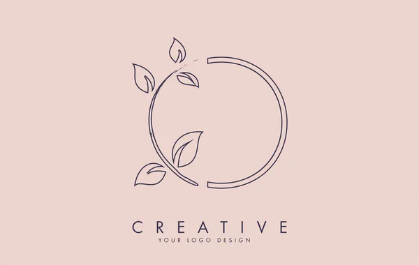 Outline Leaf Letter Logo Design Leaves Branch Pink Background Letter — Stock Vector