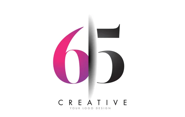 Gray Pink Number Logo Creative Shadow Cut Vector Illustration Design — Stockový vektor