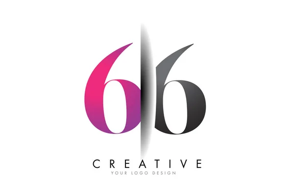 Grey Pink Number Logo Creative Shadow Cut Vector Illustration Design — 스톡 벡터