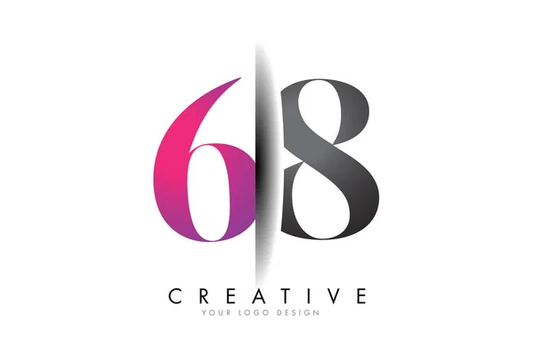 Grey Pink Number Logo Creative Shadow Cut Vector Illustration Design — 스톡 벡터