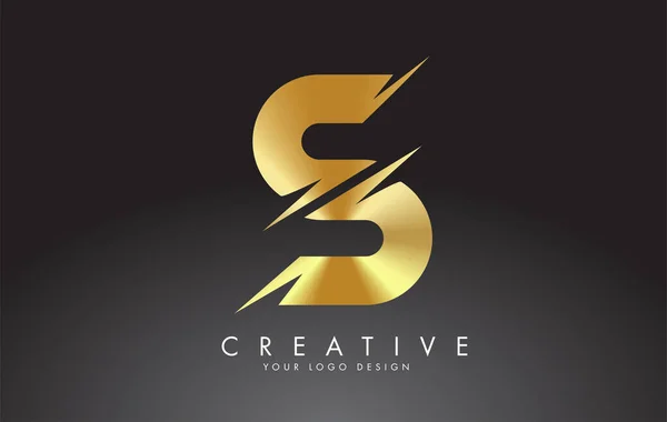 Yaratıcı Kesimleri Olan Altın Harfi Logo Tasarımı Yaratıcı Vektör Illüstrasyonu — Stok Vektör
