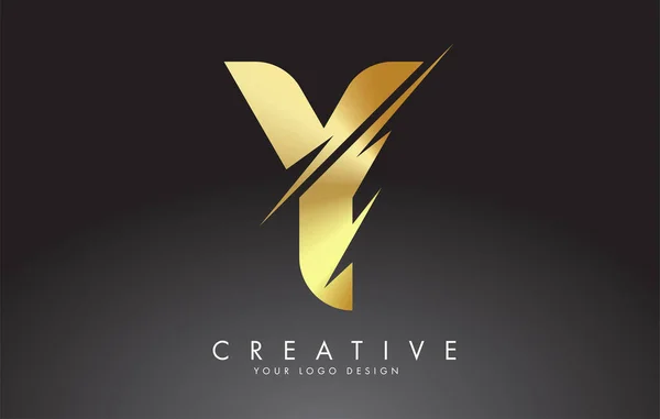 Yaratıcı Kesikli Altın Harf Logosu Tasarımı Yaratıcı Vektör Illüstrasyonu — Stok Vektör