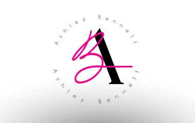 AB harfi imzalı minimalist monogram vektör logosu. Dairesel İsim Kalıplı Basit AB Simgesi. A ve B harfleriyle yaratıcı el yazısı Vektör İllüstrasyonu.