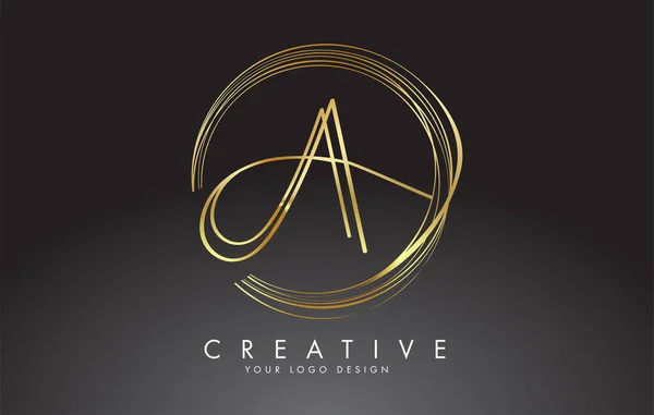 Minimalist dizaynlı A Harfleri Logosu. Daire şeklinde altın halkaları olan AA Simgesi. A harfli yaratıcı pul vektörü illüstrasyonu.