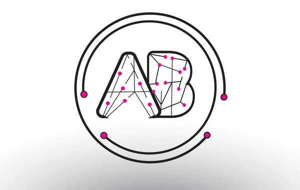 Buchstaben Logo Initialen Mit Drähten Und Rosa Punkte Vorlage Vektorillustration — Stockvektor