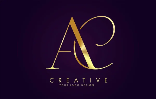 Golden Luxury Letters Logo Design Avec Deux Polices Différentes Vecteur — Image vectorielle